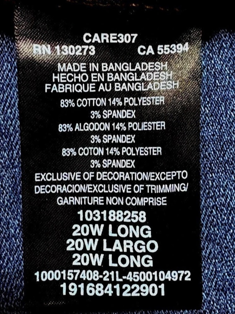 Lee Plus Slim Fit Straight Leg Mid Rise Blue Jeans 20W Long - Picture 3 of 6